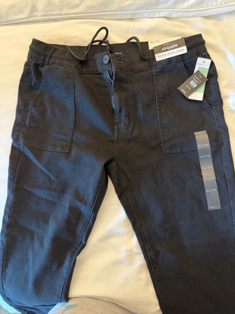 XL/ TG Black Jogger Pants - Classic Women's Drawstring Waist